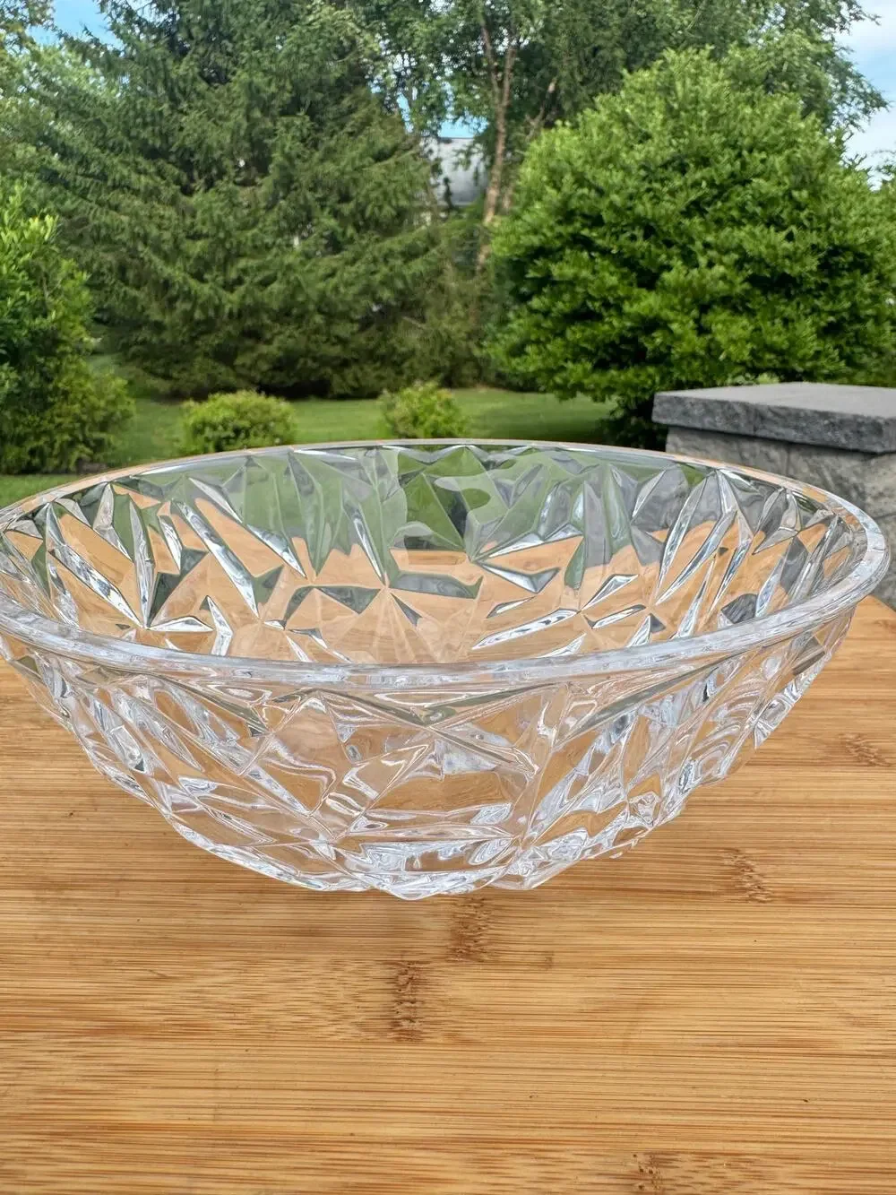 Tiffany & Co Crystal Bowl Faceted Rock Cut 9